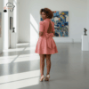 Coral Bloom Cowl-Neck Dress