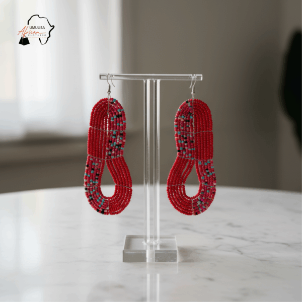 Ruby Loop Beaded Earrings