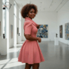 Coral Bloom Cowl-Neck Dress