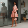 113 Blush Puff-Sleeve Mini Dress
