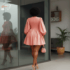 114 Blush Puff-Sleeve Mini Dress