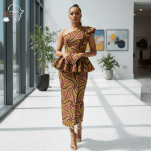 122 Regal Harmony One-Shoulder Kitenge Dress