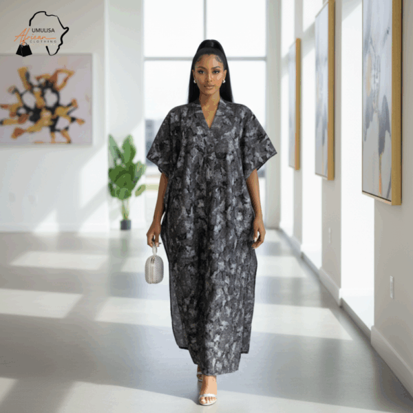 Midnight Serenity Grey Kaftan