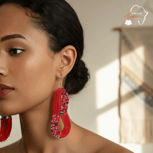 Ruby Loop Beaded Earrings