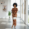 Golden Off-Shoulder Kitenge Dress