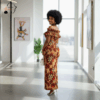 Golden Off-Shoulder Kitenge Dress