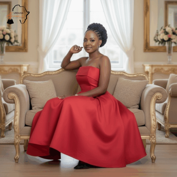 Radiant Grace Red Strapless Dress