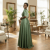 Emerald Serenity Satin Gown
