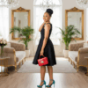 159 Elegant Charm Black Flare Dress