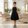 Midnight Charm Black Satin Gown