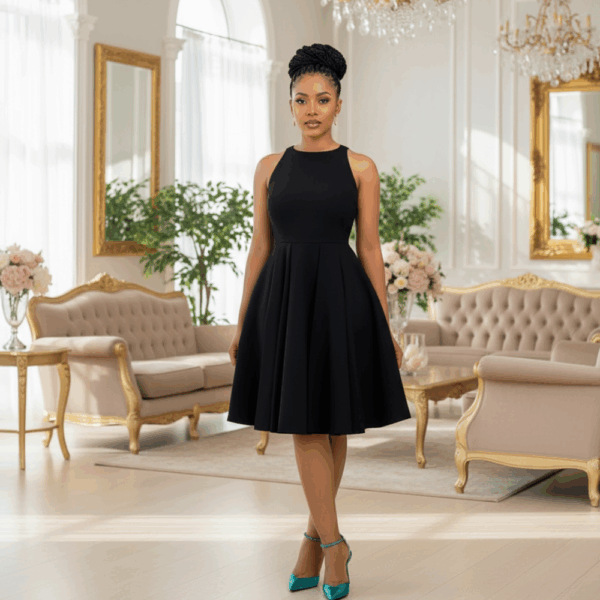 Midnight Charm Black Satin Gown