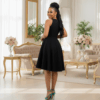 Midnight Charm Black Satin Gown
