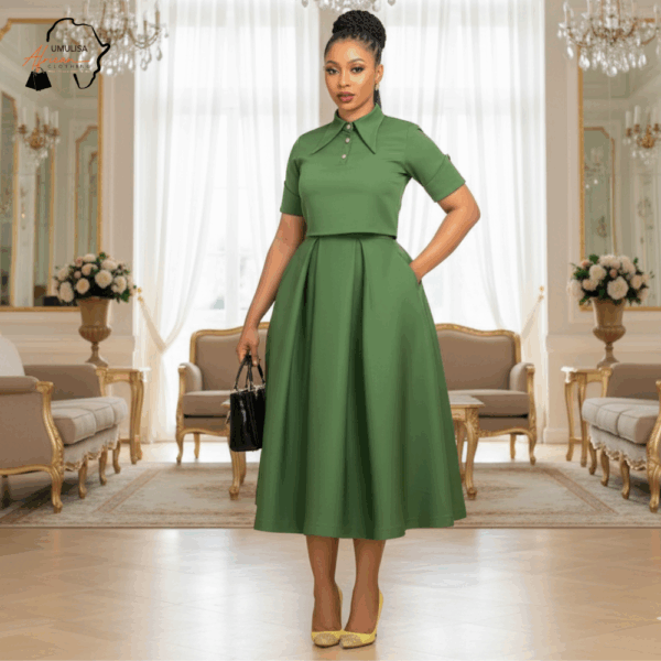 Emerald Poise Midi Dress