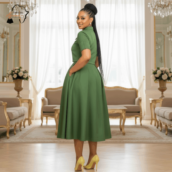 Emerald Poise Midi Dress