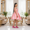 Blush Radiance Satin Dress
