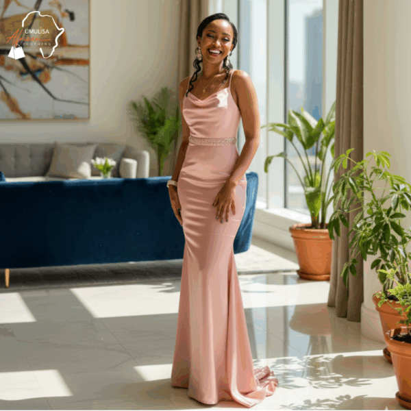 Blush Radiance Satin Gown