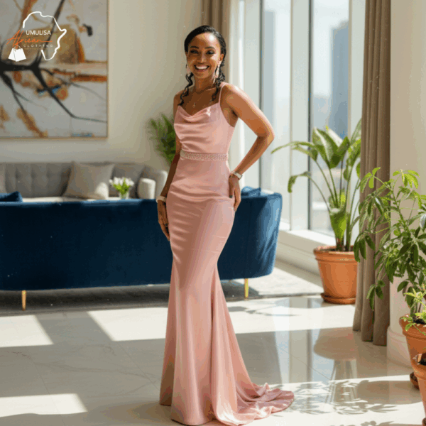 Blush Radiance Satin Gown