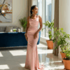 Blush Radiance Satin Gown
