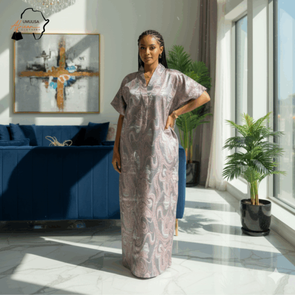 Silver Glow Kaftan Dress