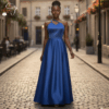 Royal Grace Blue Satin Gown