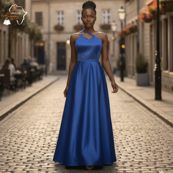 Royal Grace Blue Satin Gown