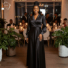 68 Midnight Grace Satin Maxi Dress