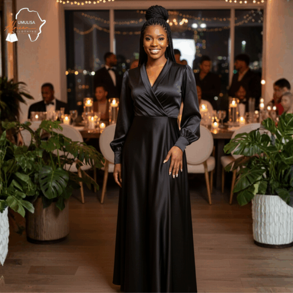 68 Midnight Grace Satin Maxi Dress