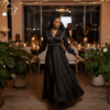 69 Midnight Grace Satin Maxi Dress