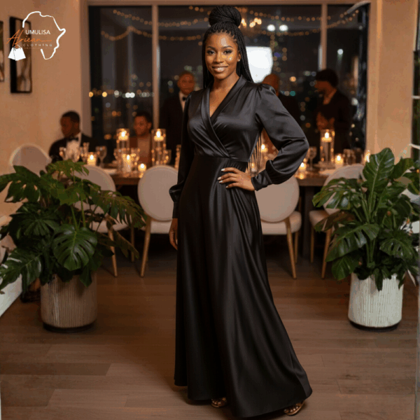 70 Midnight Grace Satin Maxi Dress