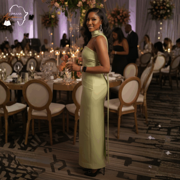 74 Serene Glow Green Satin Gown