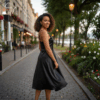 88 Noir Essence Satin Slip Dress