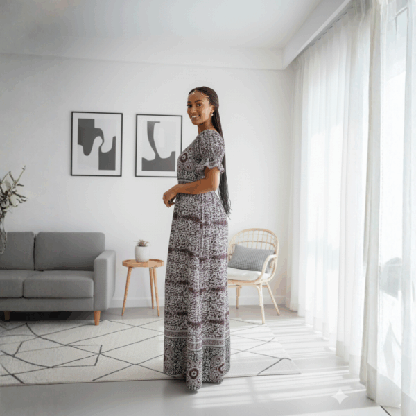 102 Elegant Harmony Printed Maxi Dress