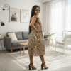 115 Imara Geometric Ankara Midi Dress