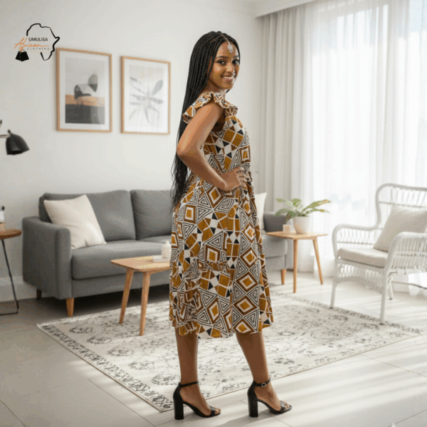 115 Imara Geometric Ankara Midi Dress