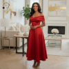 Crimson Radiance Satin Dress