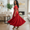 Crimson Radiance Satin Dress