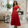 Crimson Radiance Satin Dress