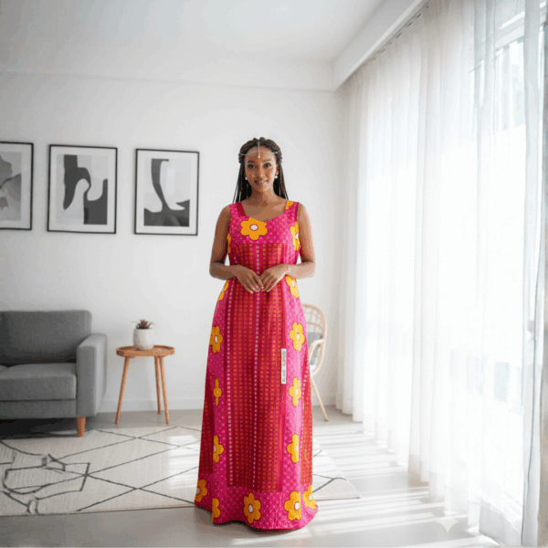 94 Blooming Pink Kitenge Maxi