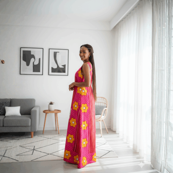 95 Blooming Pink Kitenge Maxi