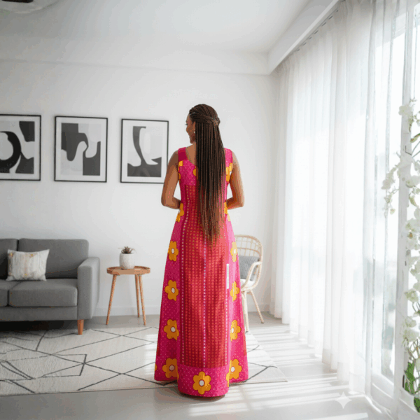 96 Blooming Pink Kitenge Maxi