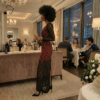 Crimson Zahara Lace Evening Dress