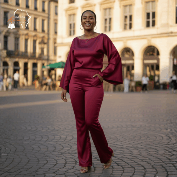 Amara Burgundy Satin Two-Piece Set