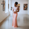 27 Lulu Blush Peach Lace Gown