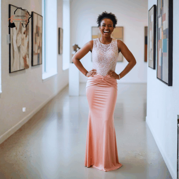 28 Lulu Blush Peach Lace Gown