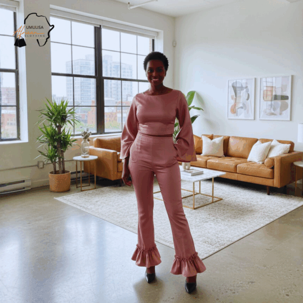 Zuri Rose Mauve Bell-Sleeve Jumpsuit