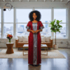 Zuri Red & Silver African Maxi Dress