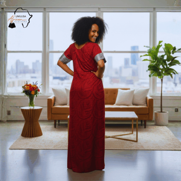 Zuri Red & Silver African Maxi Dress