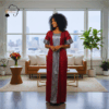 Zuri Red & Silver African Maxi Dress