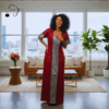 Zuri Red & Silver African Maxi Dress