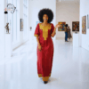 Imara Deep Red & Gold African Maxi Dress